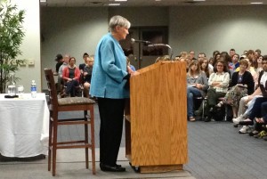 Ravitch spoke to a full house and received a standing ovation for her message which has resonated with teachers and students across the country. (Courtesy of Jonas Greenberg)