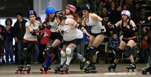 Dead River Derby is a women’s roller derby league out of Marquette. The 2014 season opens at home this weekend at 7 p.m. Saturday, April 26 in Lakeview Arena. The team consists of women in Marquette County and surrounding areas, including several Northern Michigan University students. (Courtesy of Dead River Derby)